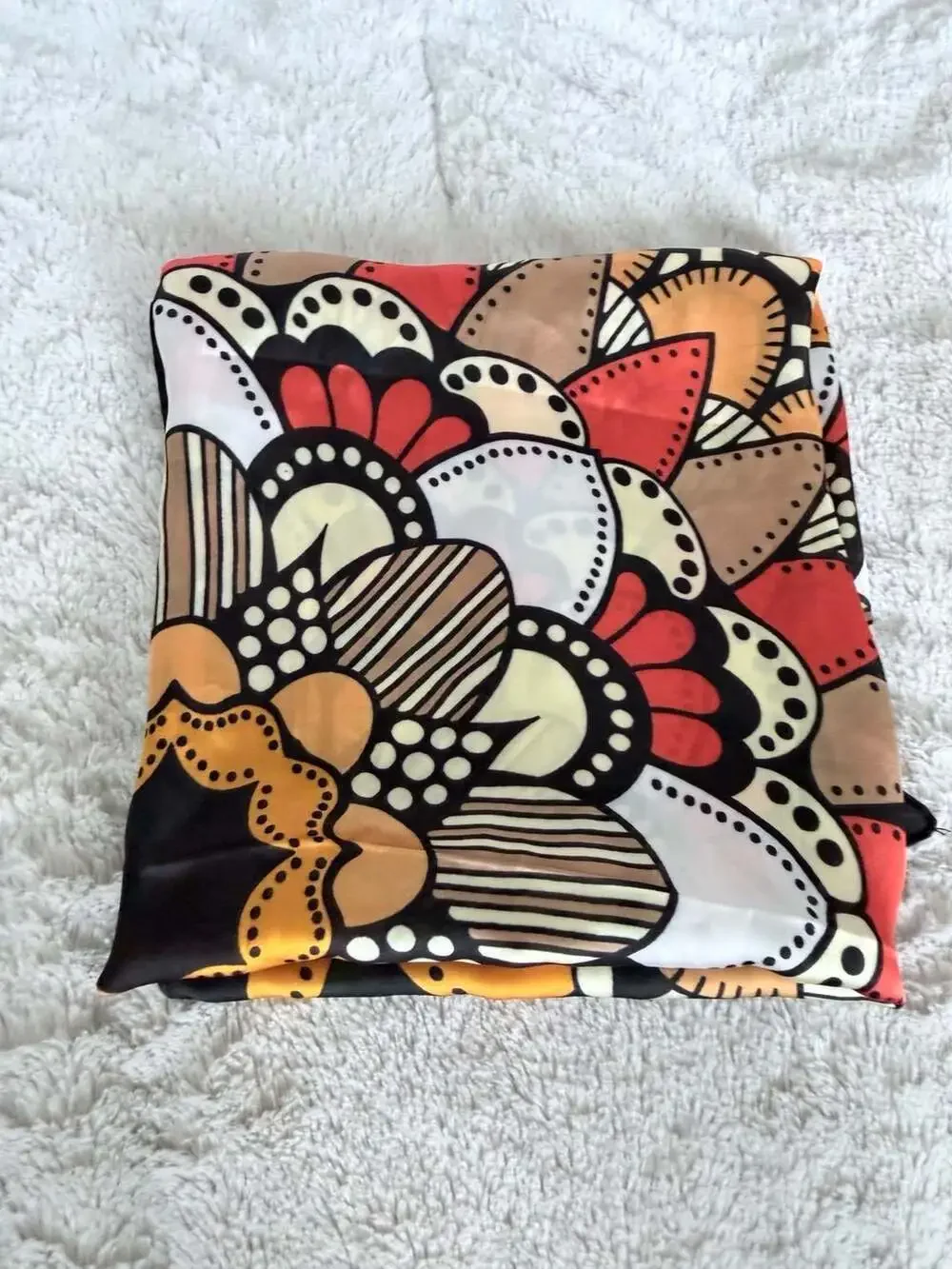 Abstract Geometric Floral Pattern Large Square 100% Silk Scarf